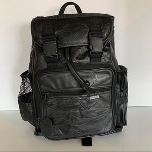 genuine leather black backpack for school or work